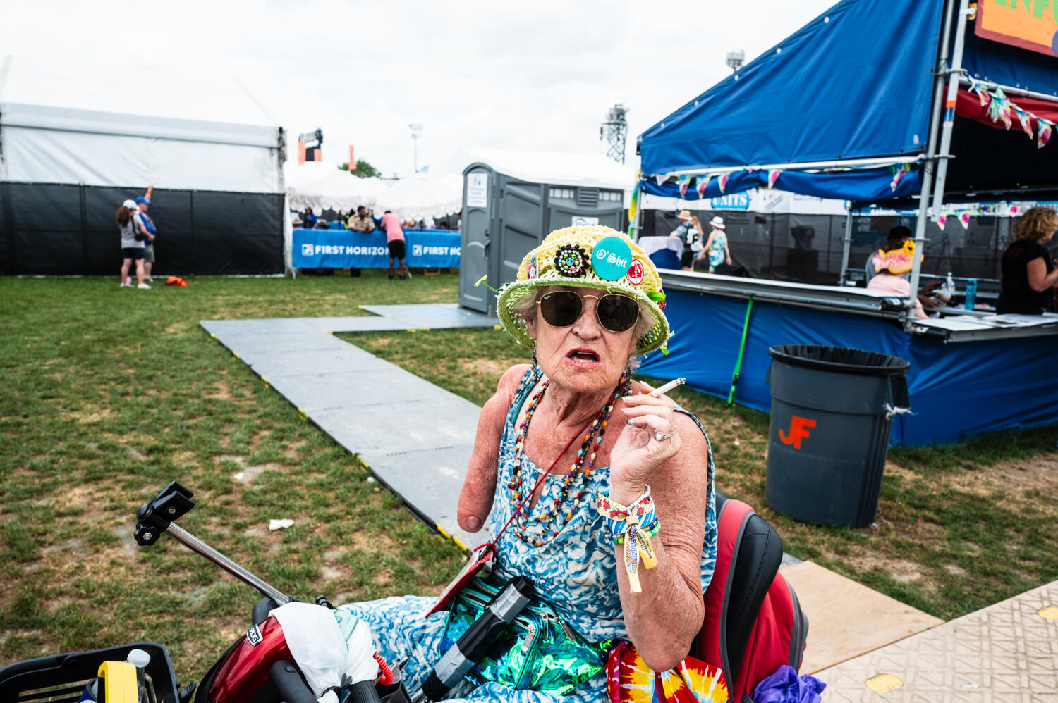 “O’Shit” Portrait of a woman attending the New Orleans Jazz Fest, 2025